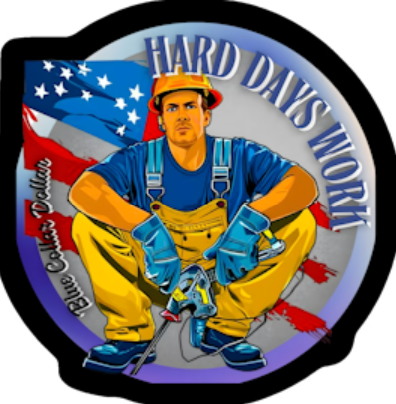 STICKER - Blue Collar Worker with American Flag